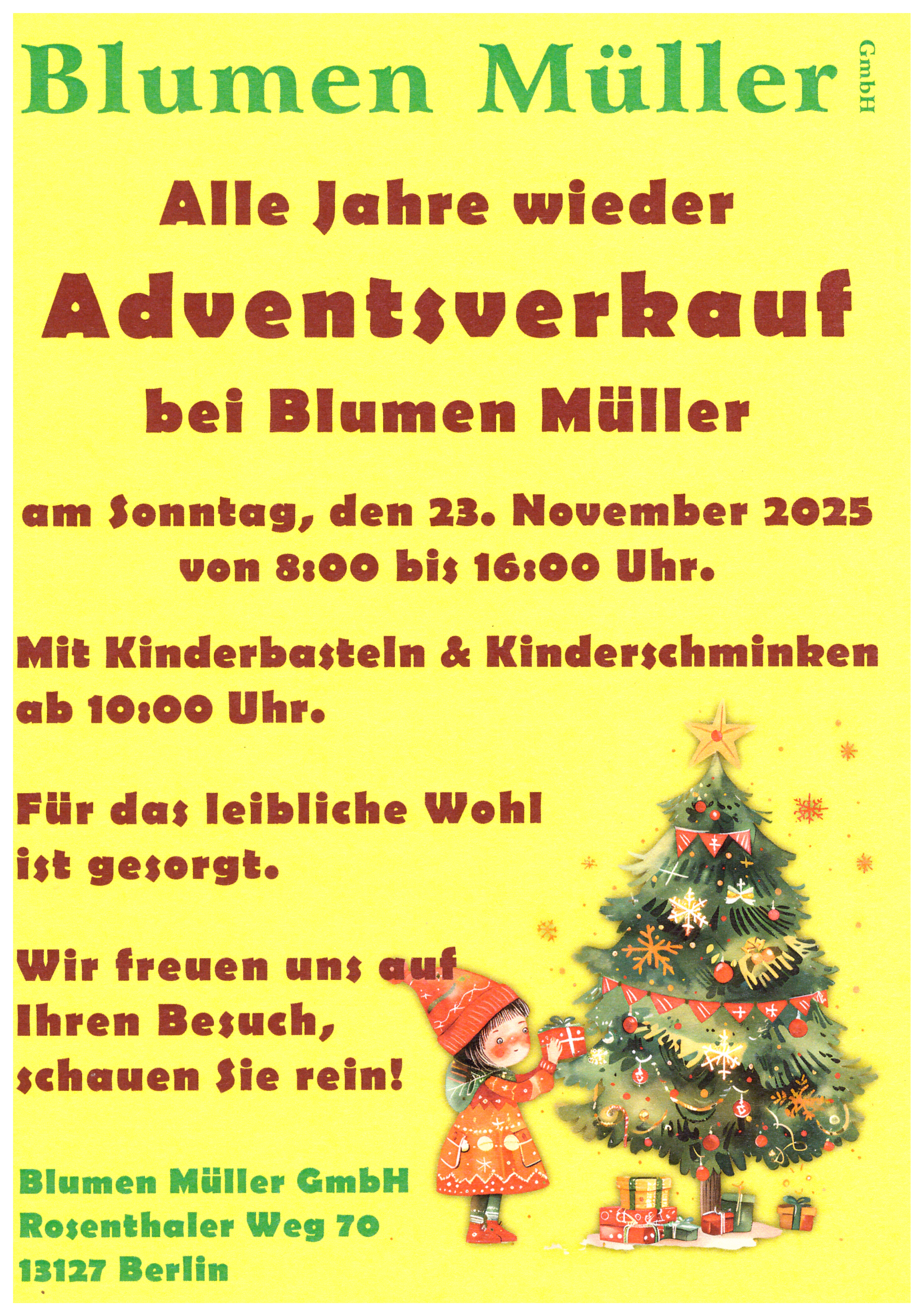 Flyer Adventsverkauf Blumen Müller 2025